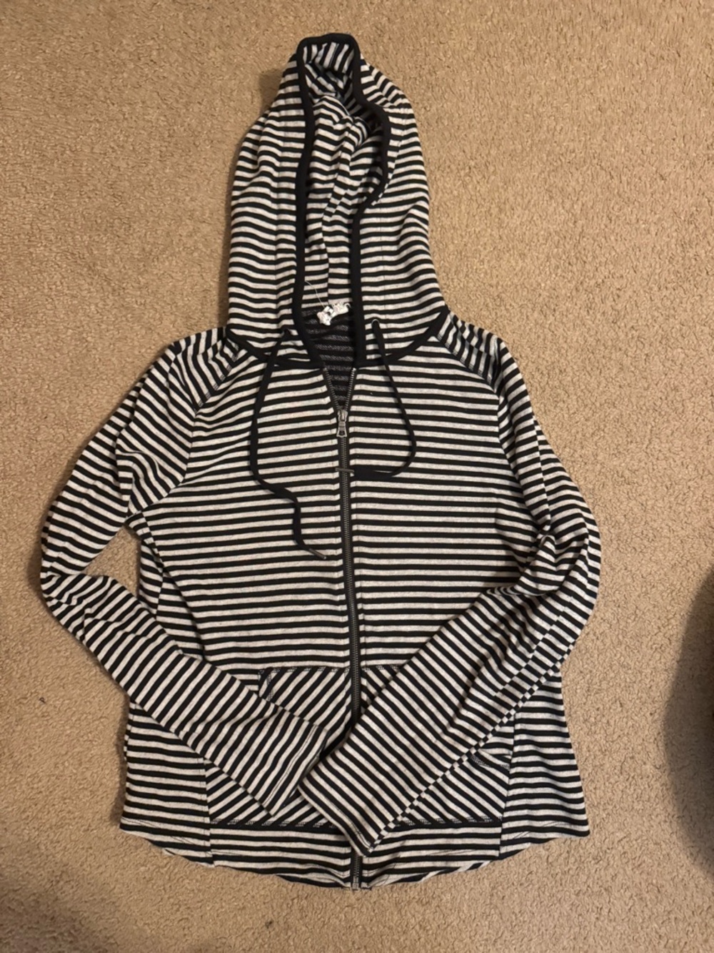Cable & Gauge Striped Zip-Up Hoodie in Black & White